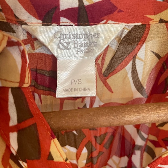 Y2K vintage sheer button down PS orange abstract top women’s small - Picture 4 of 4